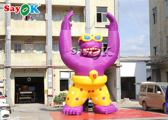 Blow Up Karakter Kartun 6m Giant Pink Inflatable Gorila Model Hewan Untuk Iklan Luar Ruang