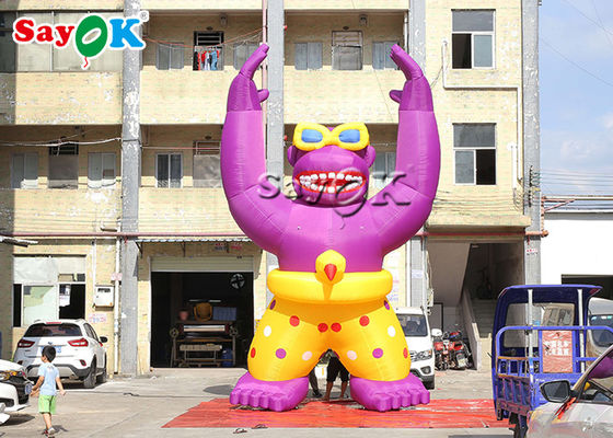 Blow Up Karakter Kartun 6m Giant Pink Inflatable Gorila Model Hewan Untuk Iklan Luar Ruang