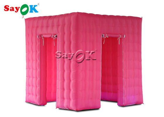 TENDA Pesta Inflatable Pink Inflatable Cube Photo Booth Tenda Shell Dengan Lampu LED Berubah Warna