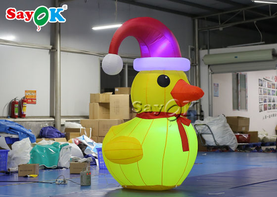 Oxford Cloth Dekorasi Outdoor 2m Inflatable Natal Duck Dengan Hat