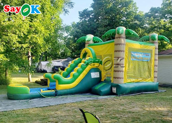 Slide Kastil Inflatable Anak-anak Slide Inflatable Outdoor Pohon Sawit Slide Bouncer Slide Bounce House Combo