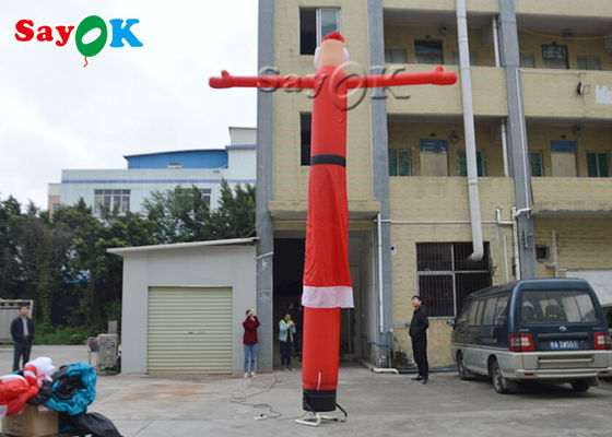 Inflatable Wacky Waving Tube Man Satu Kaki Merah 5m Inflatable Christmas Santa Air Dancer
