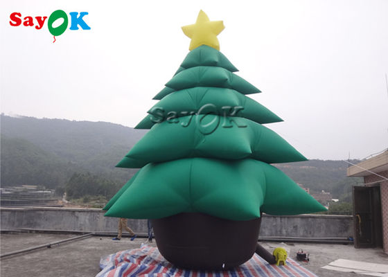 5m Dekorasi Liburan Tiup Pohon Natal Hijau Dengan Ornamen