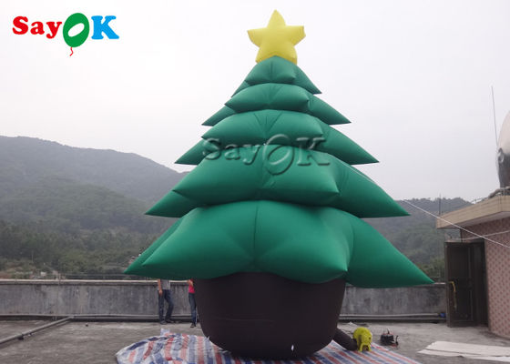 5m Dekorasi Liburan Tiup Pohon Natal Hijau Dengan Ornamen