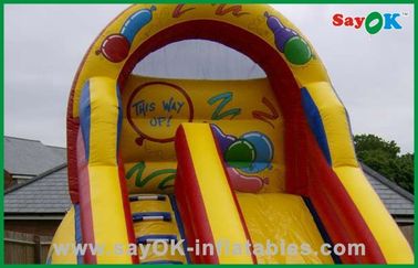 Pengosongan Slide Air Inflatable Custom Kuning PVC Inflatable Bouncer Slide Untuk Bermain Center