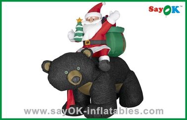 Natal Santa Snowman Inflatable Dekorasi Natal Dengan Hadiah Dan Black Bear