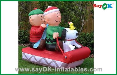Natal Inflatable Keluarga dengan anjing di kereta luncur Untuk Dekorasi Natal
