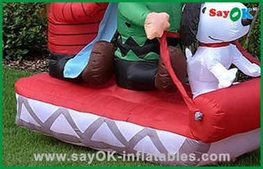 Natal Inflatable Keluarga dengan anjing di kereta luncur Untuk Dekorasi Natal