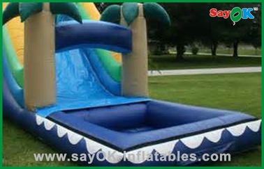 Taman Air Komersial Slide Bouncer Inflatable Dengan Pencetakan Lengkap Slip Inflatable Dan Slide Dengan Kolam Renang