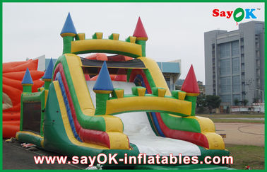 Kastil bentuk Inflatable Bouncer dengan Slide / karet Combo Park
