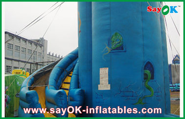 Rumah Bounce Anak-anak Kecil Disesuaikan Biru PVC Rumah Bounce Inflatable / Slide Inflatable