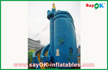 Rumah Bounce Anak-anak Kecil Disesuaikan Biru PVC Rumah Bounce Inflatable / Slide Inflatable