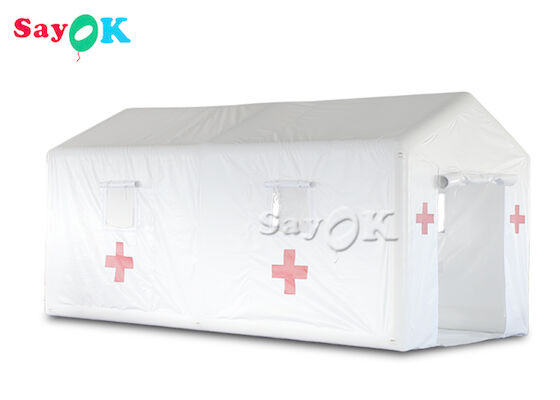 Tenda Tiup Udara 6x3x3mH Tenda Rumah Sakit Tiup Pvc Putih Untuk Isolasi