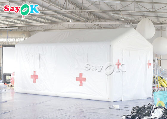 Tenda Tiup Udara 6x3x3mH Tenda Rumah Sakit Tiup Pvc Putih Untuk Isolasi