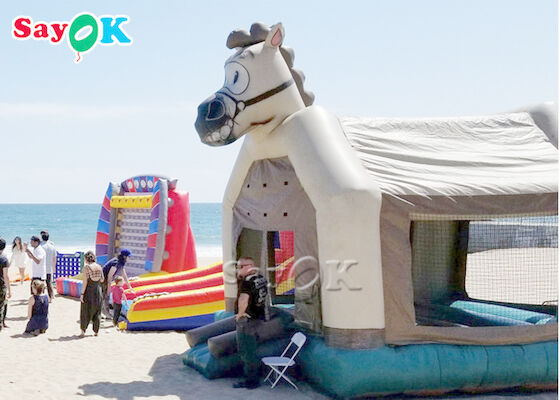 PVC Double Stitching Inflatable Horse Bounce Castle Untuk Halaman Belakang