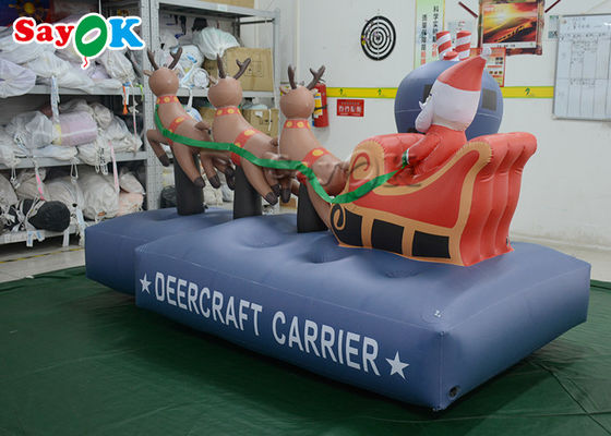 2.5m 7.5ft Dekorasi Liburan Tiup Xmas Santa Claus Tiga Reindeer Pull Carts