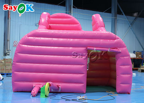 Tenda Lawn Inflatable 4.5x3x3.8m Pink Car Shape Tenda Udara Inflatable Candy Food Floss Booth Untuk Luar Ruang