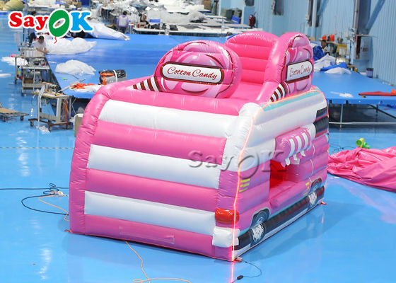 Tenda Kerja Tiup 4.5x3x3.8m Pink Car Shape Inflatable Air Tent Candy Food Floss Booth Untuk Outdoor