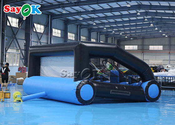 4.5x5x2.6mH Bentuk Mobil Inflatable IPS System Shooting Gallery Game Hitam Dan Biru