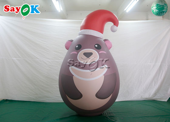 Kustom Portable Pvc Sealed Grey Inflatable Teddy Bear Dengan Xmas Hat Advertising