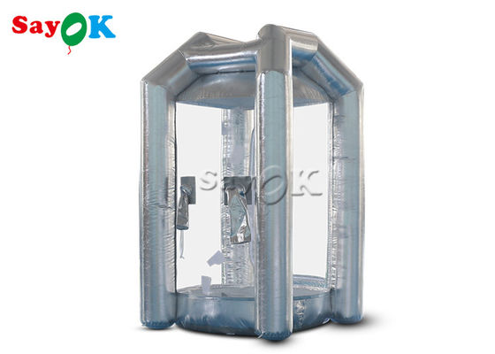 1.5m/5ft Silver Cube Inflatable Money Cash Booth Machine Untuk Pembukaan Perusahaan
