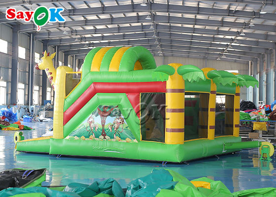 Customzied Giant Animals Theme Giraffe World Inflatable Bounce House Dengan Ball Pit