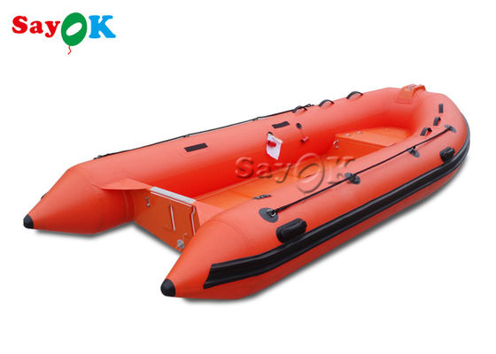 12.8ft 390cm Perahu Karet PVC Merah Dengan Motor Tempel