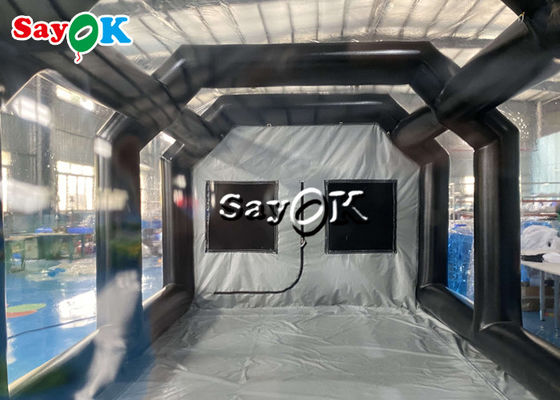 Tenda Inflatable Jelas 8x4x3mH Hitam Portabel Tenda Udara Inflatable Airtight Car Spray Booth