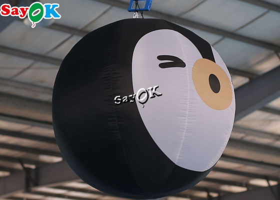 2m Hitam Inflatable Lighting Dekorasi Penguin Kartun Untuk Outdoor