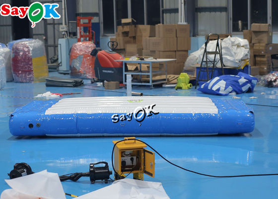 Blow Up Water Toys 2m Biru Dan Putih Pump Up Jump Pad Untuk Anak-anak Taman Air Hiburan