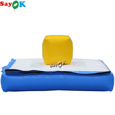 Custom 2x2m taman hiburan kembung kubus biru ledakan atas air trampolin halaman belakang mainan air