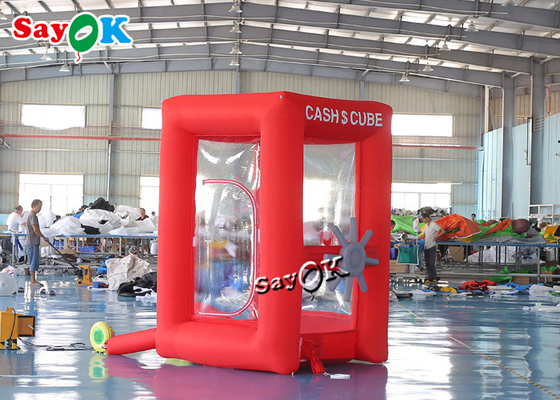Mesin Uang Inflatable Merah Portabel Kustom 1.8x1.8x2.7mH Untuk Acara Iklan