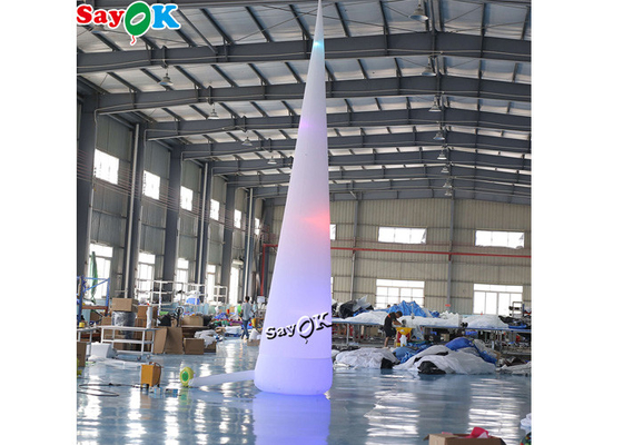 7m 23ft White Led Inflatable Traffic Cone Dengan Lampu Berubah Warna