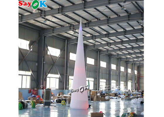 7m 23ft White Led Inflatable Traffic Cone Dengan Lampu Berubah Warna
