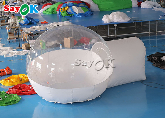 Tenda Transparan Tiup 3x2.5mH ​​10x9ft Acara Berkemah Tenda Udara Tiup Kubah Bening Dengan Terowongan