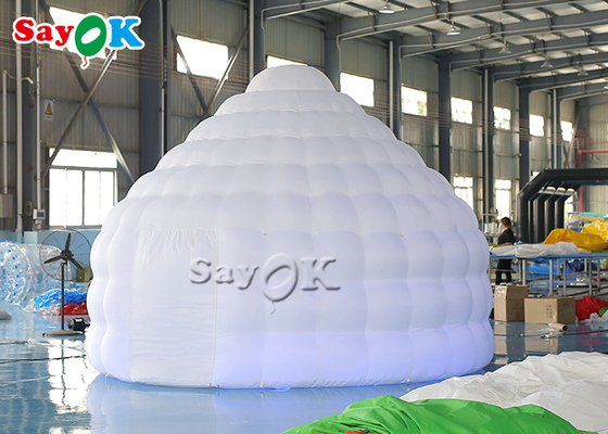 Tenda Inflatable Igloo 4m 13ft Led Lighting Igloo Inflatable Dome Yurt Tent Untuk Berkemah Di Luar Ruangan