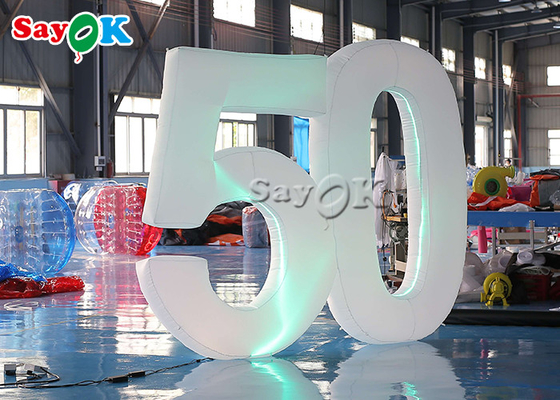 2.5m Inflatable Lighting Dekorasi Iklan Meledakkan Nomor &quot;50&quot; Surat Dengan Led