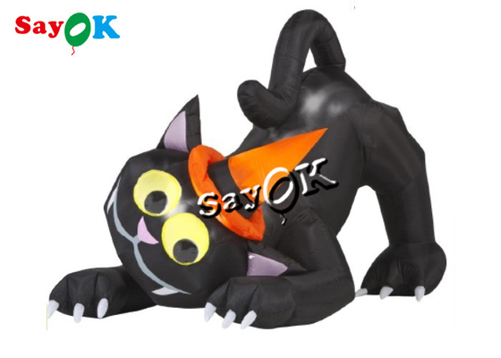 6 FT Garden Lawn Inflatable Holiday Decorations Animated Black Blow Up Cat Dengan Lampu LED