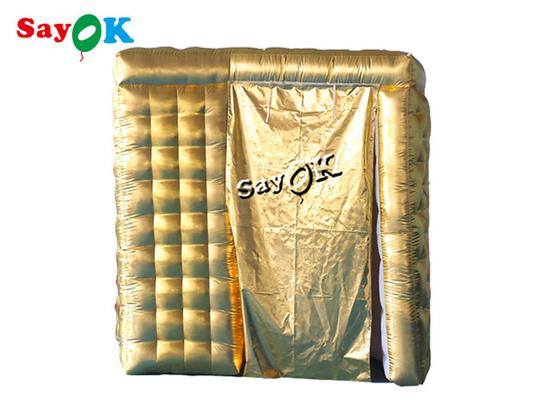 Dekorasi Pesta Inflatable 2.4m 8ft Warna Emas Arc Inflatable Photo Booth Backdrop Dengan Inner Air Blower