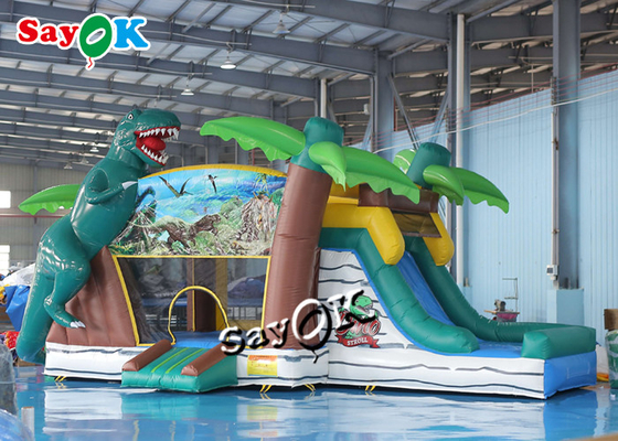 Jurassic Dinosaur Inflatable Bounce House Water Slide Untuk Taman Bermain Anak