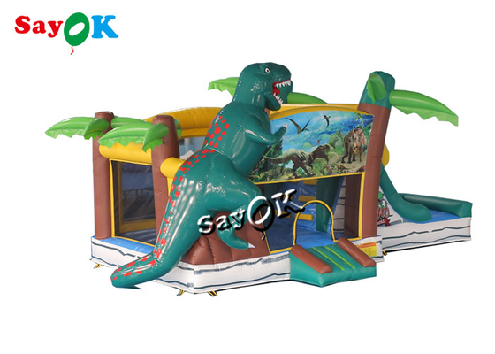 Jurassic Dinosaur Inflatable Bounce House Water Slide Untuk Taman Bermain Anak