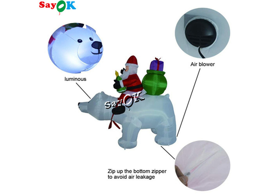 6 Kaki Xmas Dekorasi Liburan Tiup Halaman Rumput Meledakkan Santa Claus Rides Beruang Kutub