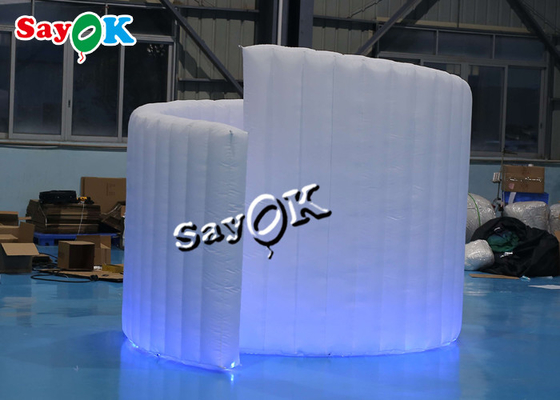Inflatable Dekorasi Pesta 3m 10ft Putih Bentuk Spiral Inflatable Photo Booth Dinding Latar Belakang Blower Udara Dalam