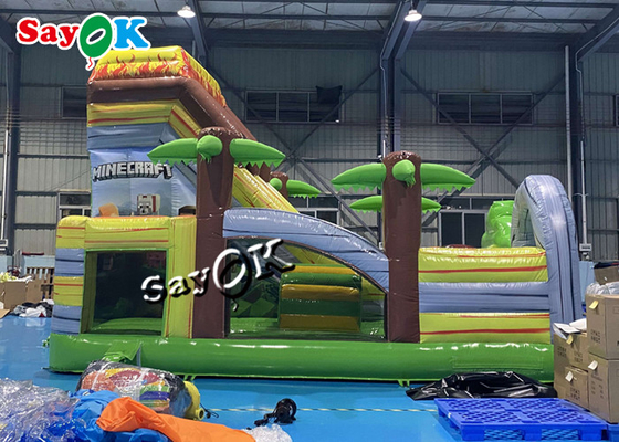 Minecraft Theme Kartun Inflatable Bounce Castle Slide 6.5m 21.5ft