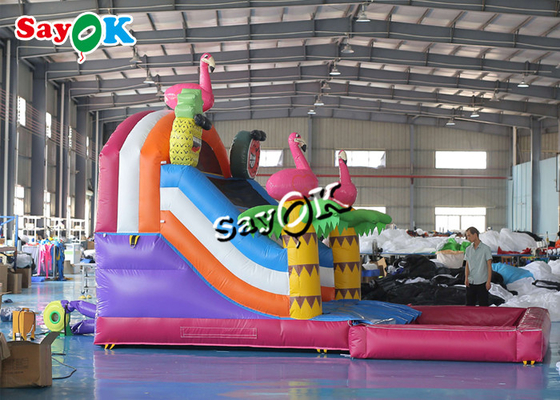 Blow Up Slip N Slide Commercial Inflatable Slide Colorful PVC Tarpaulin Inflatable Bouncer Slide Dengan Pool Set
