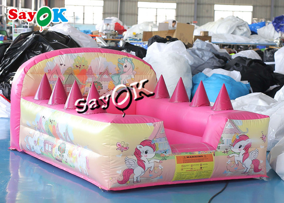 Unicorn Theme Backyard Inflatable Ball Pit Pool Dengan Air Juggler 2.4m 7ft Pink
