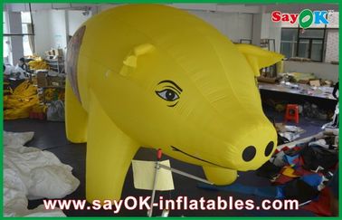 Kuning Inflatable terbuka Babi Kartun Karakter Untuk Iklan