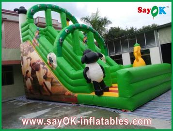 Slide Air Inflatable Industri Green Slide Air Inflatable 0.55mm PVC Tarpaulin Untuk Taman Hiburan