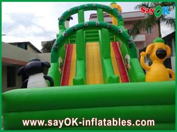Slide Air Inflatable Industri Green Slide Air Inflatable 0.55mm PVC Tarpaulin Untuk Taman Hiburan