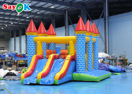 Taman Bermain Anak-anak Rumah Bouncing Tiup Warna-warni Dengan Slide 5m 16.40ft